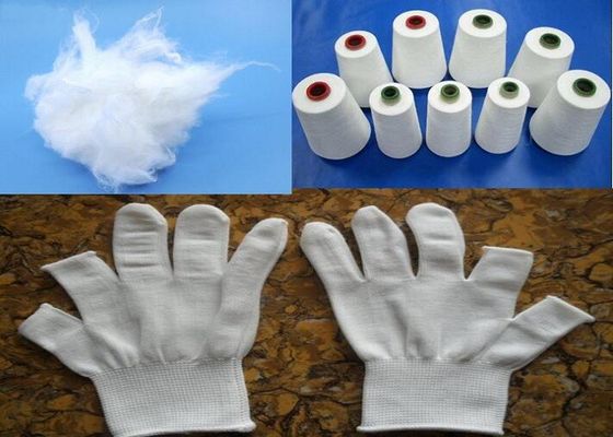 গ্লাভ সুতা তৈরির জন্য উজ্জ্বল কাঁচা সাদা 1.5dtex × 38 মিমি পলিয়েস্টার কাঁচামাল