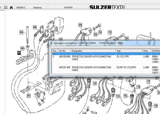 PFR সেন্সর Sulzer ওয়েভিং মেশিন যন্ত্রাংশ প্রক্টাইল সেন্সর সংযোগকারী তারের সাথে