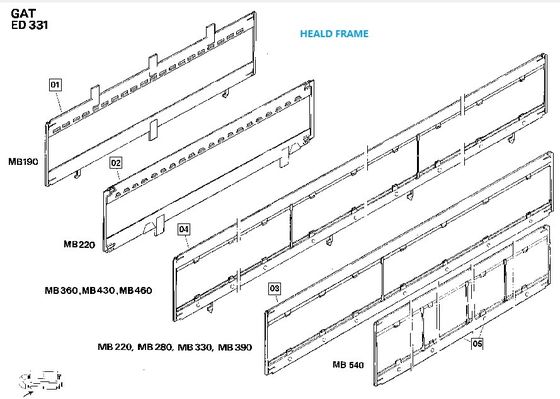 Heald Frame টেক্সটাইল যন্ত্রপাতি খুচরা যন্ত্রাংশ, Sulzer তাঁতের যন্ত্রাংশ অ্যালুমিনিয়াম খাদ